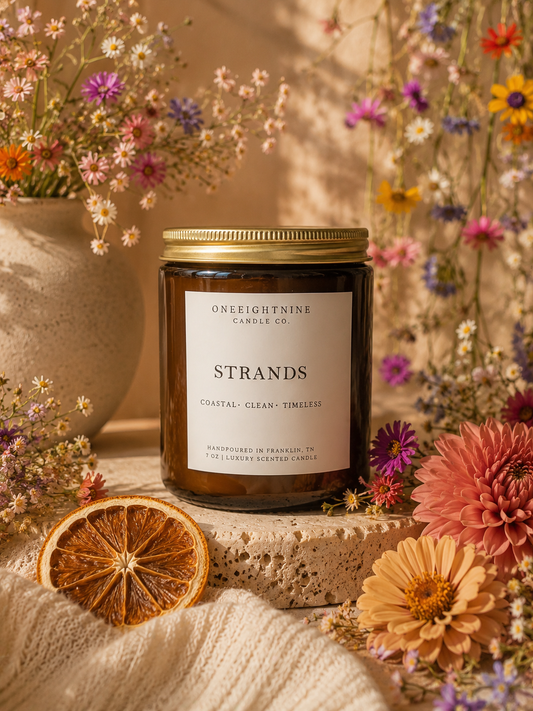 STRANDS (7 oz Candle) Sea Salt • Ozone • Jasmine • Orchid • Tonka Bean • Amber