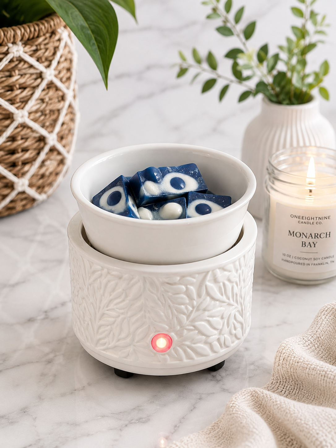 🌿 White Botanical Electric Wax Melter