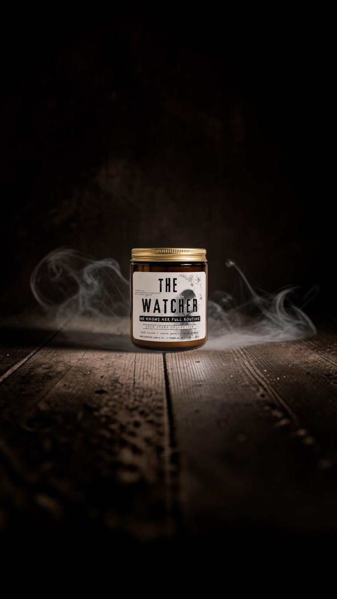 The Watcher (7 oz Single Wick) Dahlia Noir, Dark Florals, Velvet Petals, Sultry Musk - True Crime Collection