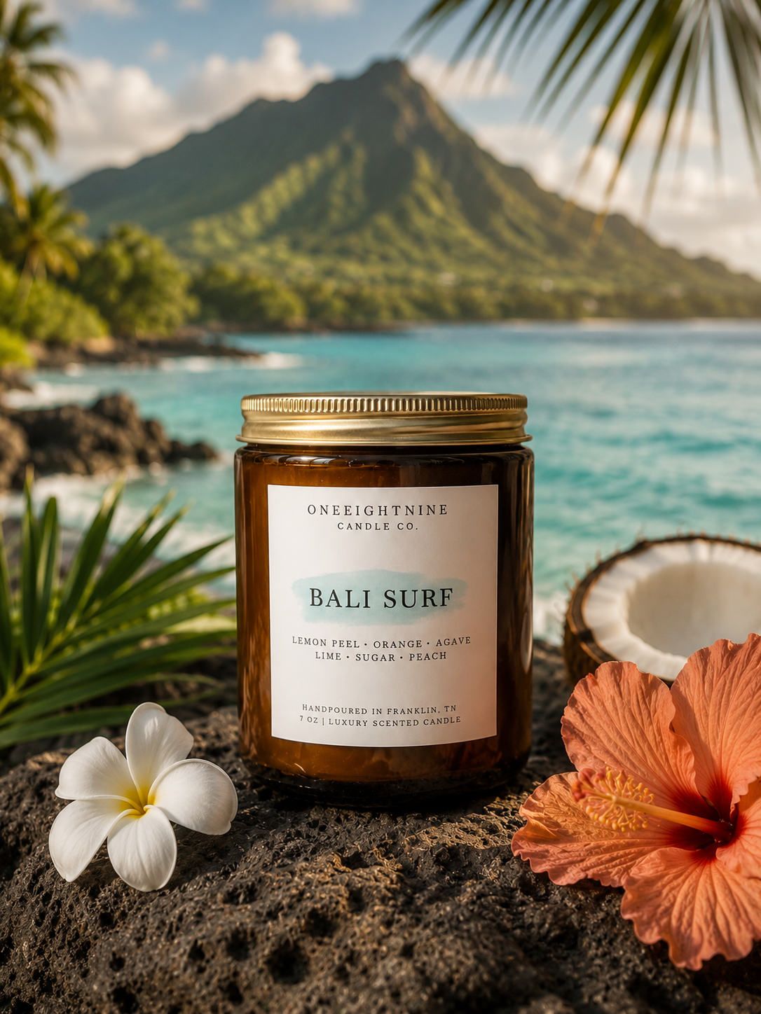 BALI SURF   (7 oz Candle)     Volcano Scent  •  Lemon Peel • Citrus