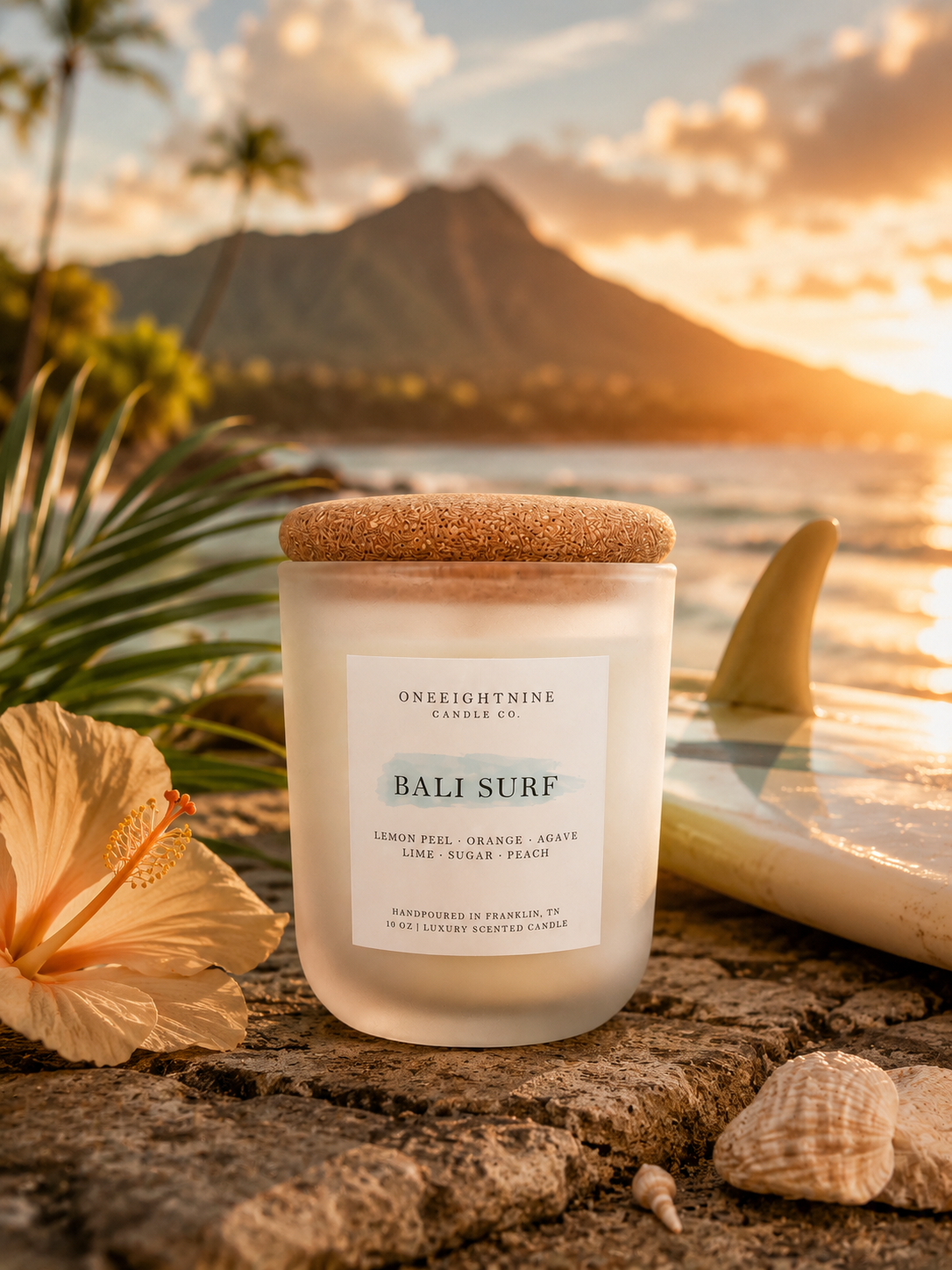 BALI SURF   (10 oz Candle)   Volcano Scent  •   Lemon Peel   •  Citrus