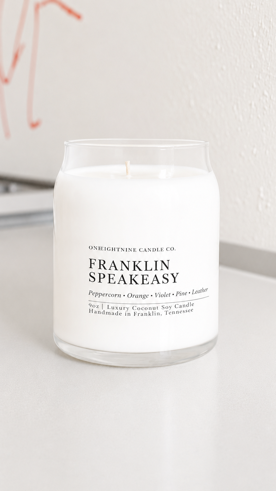 Franklin Speakeasy (9 Oz Double Wick Candle)  Peppercorn, Orange, Violet, Pine, Sage, Leather, Juniper