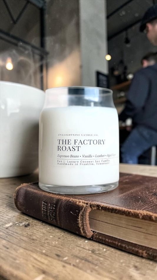 The Factory Roast (9 Oz Double Wick Candle) Fresh Coffee, Creamy Milk Blend, Caramel, Vanilla