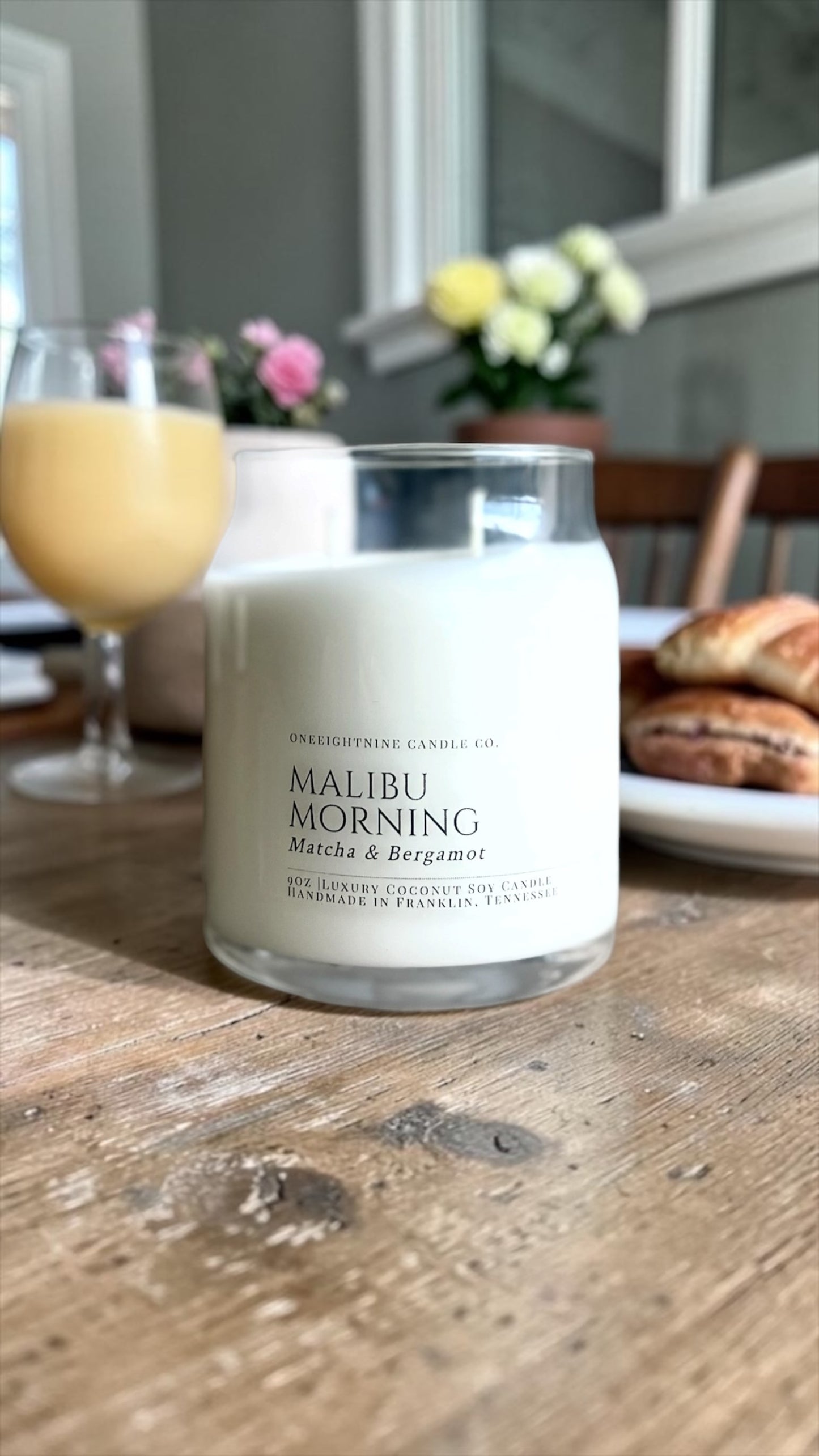 Malibu Morning (9 Oz Double Wick Candle) Bergamot, Lemon, Orange,  Green Tea, Black Tea, Sea Salt, Sandalwood, Cream