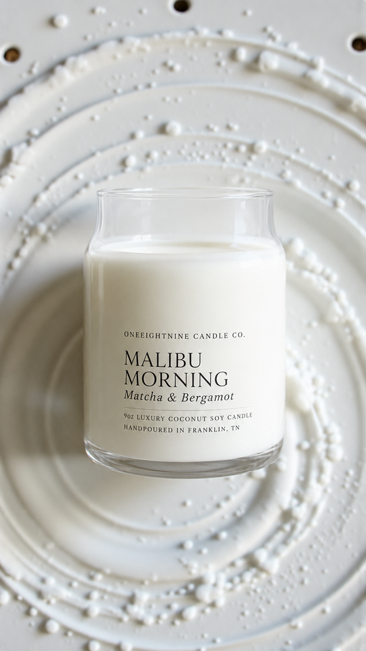 Malibu Morning (9 Oz Double Wick Candle) Bergamot, Lemon, Orange,  Green Tea, Black Tea, Sea Salt, Sandalwood, Cream