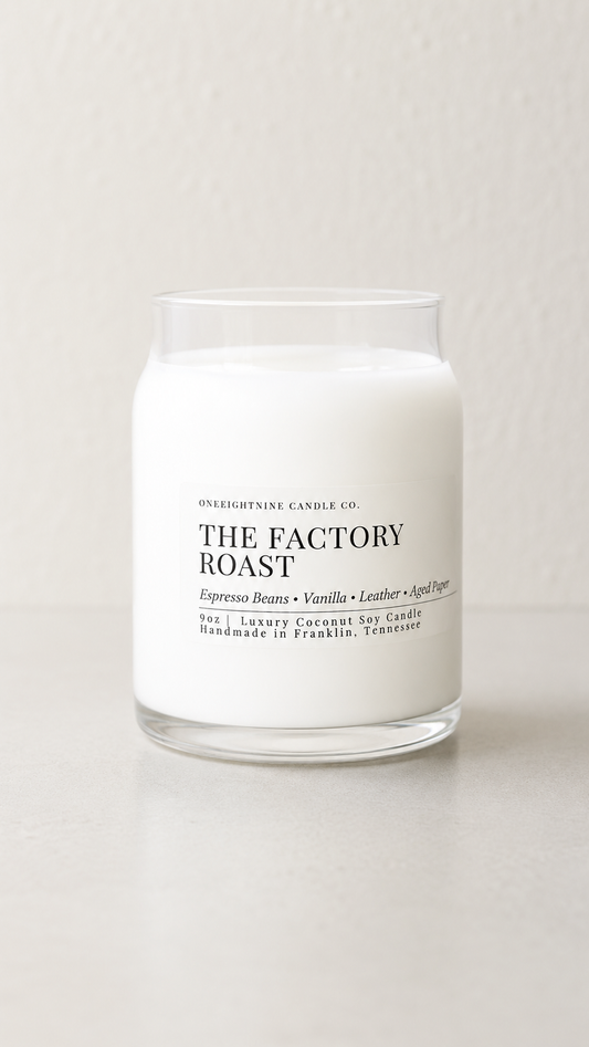 The Factory Roast (9 Oz Double Wick Candle) Fresh Coffee, Creamy Milk Blend, Caramel, Vanilla