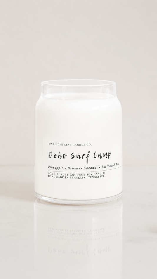 DOHO Surf Camp (9 Oz Double Wick Candle) Pineapple, Ocean Mist, Creamy Coconut Milk, Ripe Banana, Soft Vanilla,  Surfboard Wax- 2026 Summer Collection