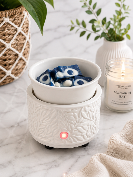🌿 White Botanical Electric Wax Melter