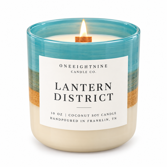 LANTERN DISTRICT (10 oz Candle)   Orange Blossom   •   Sea Salt • Fig  •  Olive Tree   •  Cedarwood  •   Sandalwood