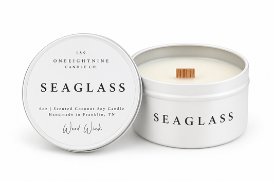 🌊 SEAGLASS  (6 oz Candle )  Ozone  •  Agave  •  Sea Salt  •  Driftwood
