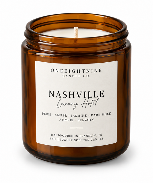 NASHVILLE   (7 oz Candle)     Plum  •  Amber • Jasmine •  Dark Musk  • Amyris • Benzoin