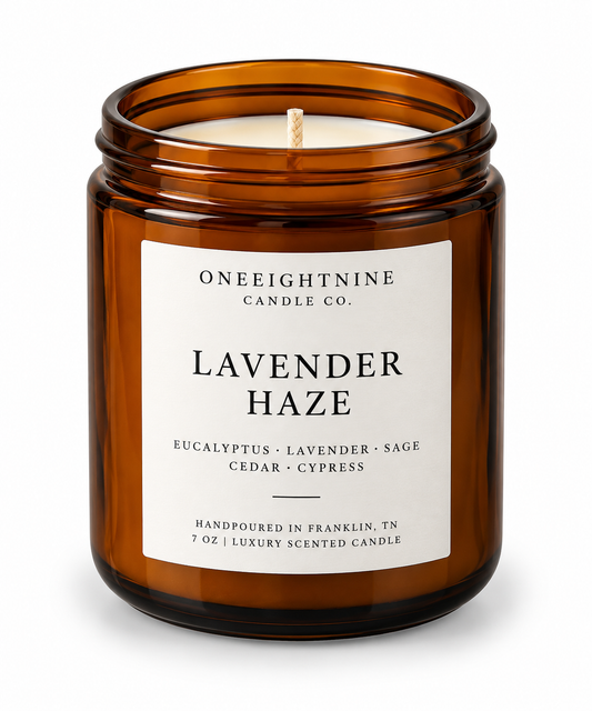 LAVENDER HAZE   (7 oz Candle)   Eucalyptus   •  Lavender  •  Sage  •  Cedar  •  Cypress