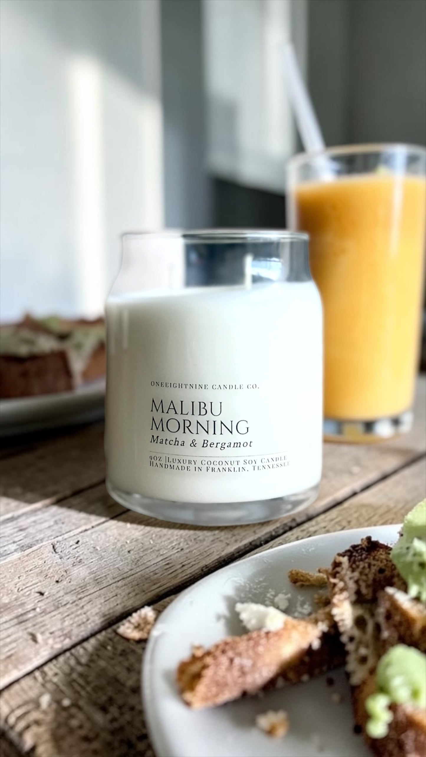 Malibu Morning (9 Oz Double Wick Candle) Bergamot, Lemon, Orange,  Green Tea, Black Tea, Sea Salt, Sandalwood, Cream